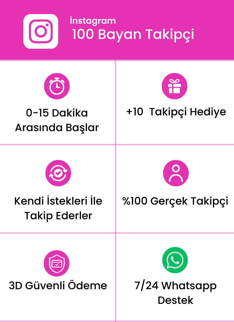 Instagram Bayan 100 Takipçi