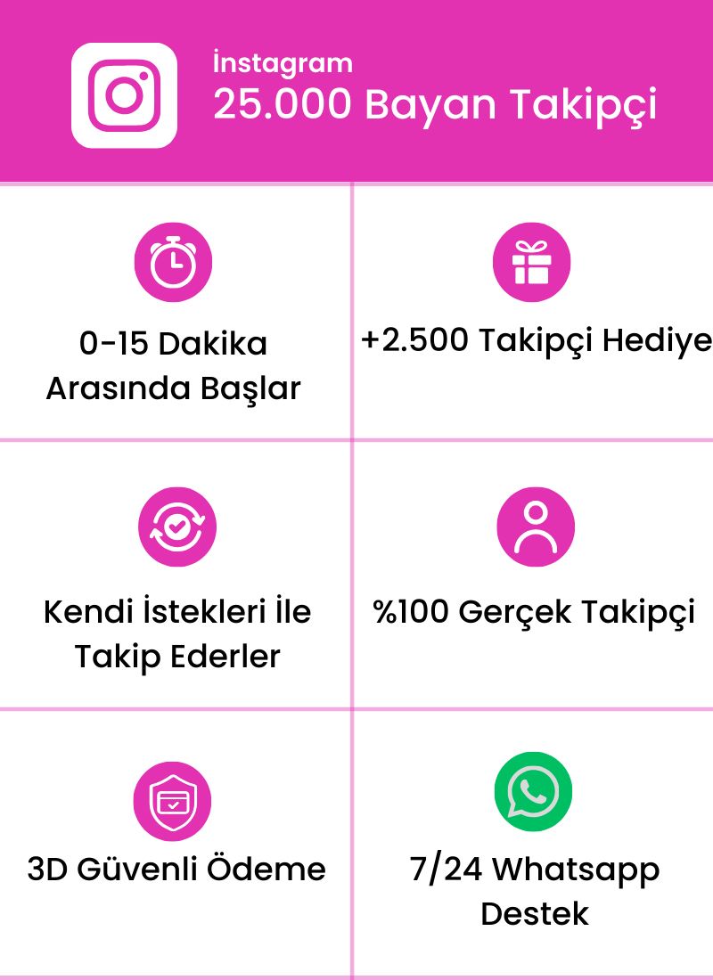 Instagram Bayan 25.000 Takipçi